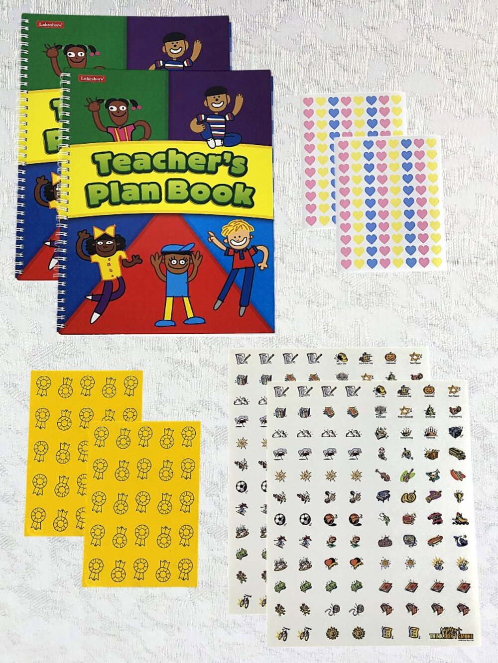 Lakeshore (2 sets) Teacher’s Plan Book Undated Spiral + Stickers & Clings NWT